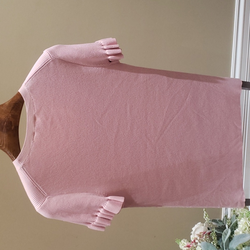 NWOT Ted Baker Rib Puff Short Sleeve Sweater In Dusky Pink 6 in Ted Baker - Picture 6 of 9